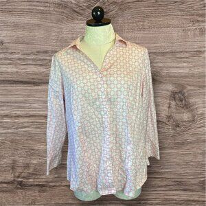 Talbots White Button Down‎ Long Sleeve Blouse Collared Wrinkle Resistan 14 NWOT